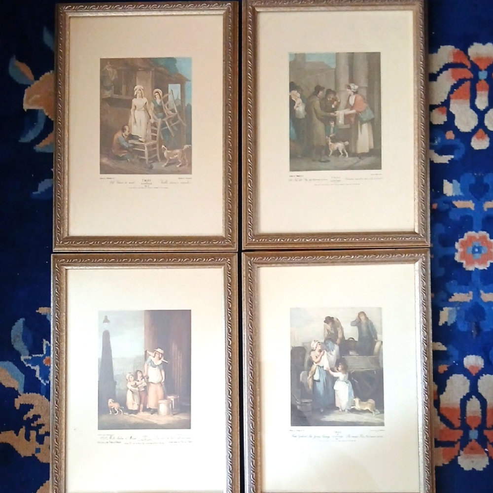 Set of Four Framed Antique Art Engravings.